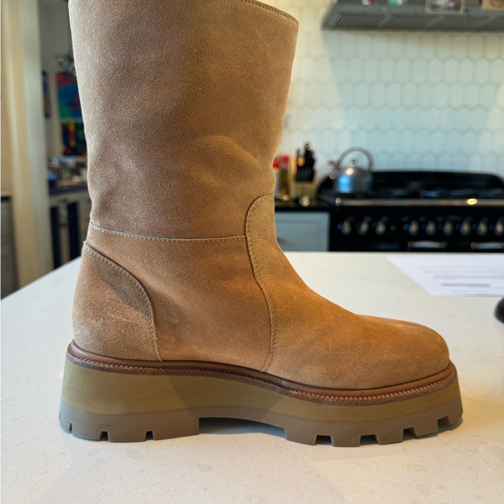 Jimmy Choo Tan Suede Shearling Winter Boots